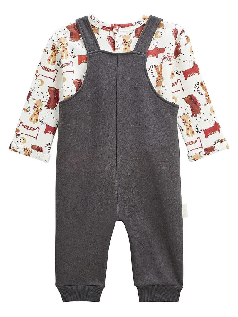 Ensemble salopette bébé en molleton et t shirt Toutouyoutou   Gris Gris