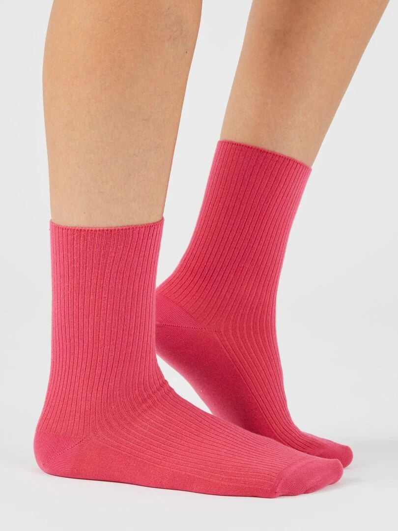 Lot de 2 paires de chaussettes maille côtelée coton biologique* Damart Ivoire