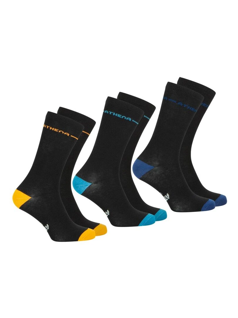 Lot de 3 paires de chaussettes mi hautes homme Easy Color Noir