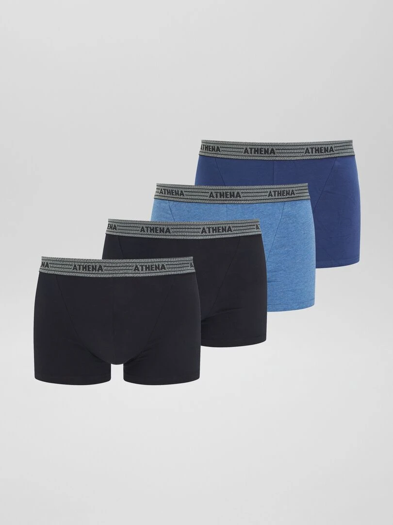 Lot de 4 boxers 'Athena' noir/bleu