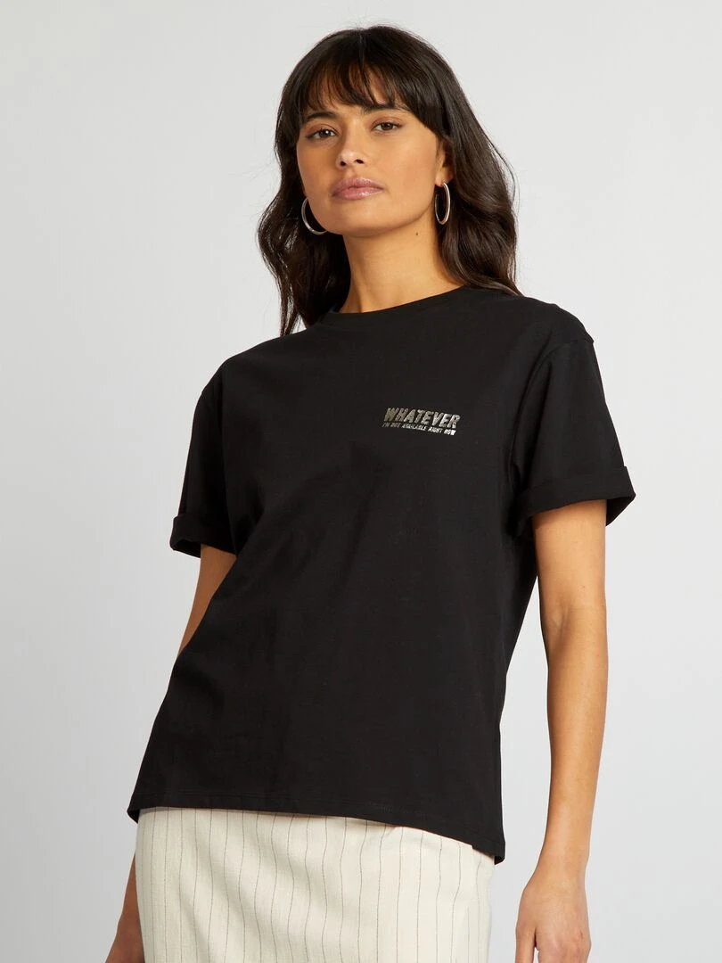 Tee shirt en jersey avec imprimé Noir/blanc