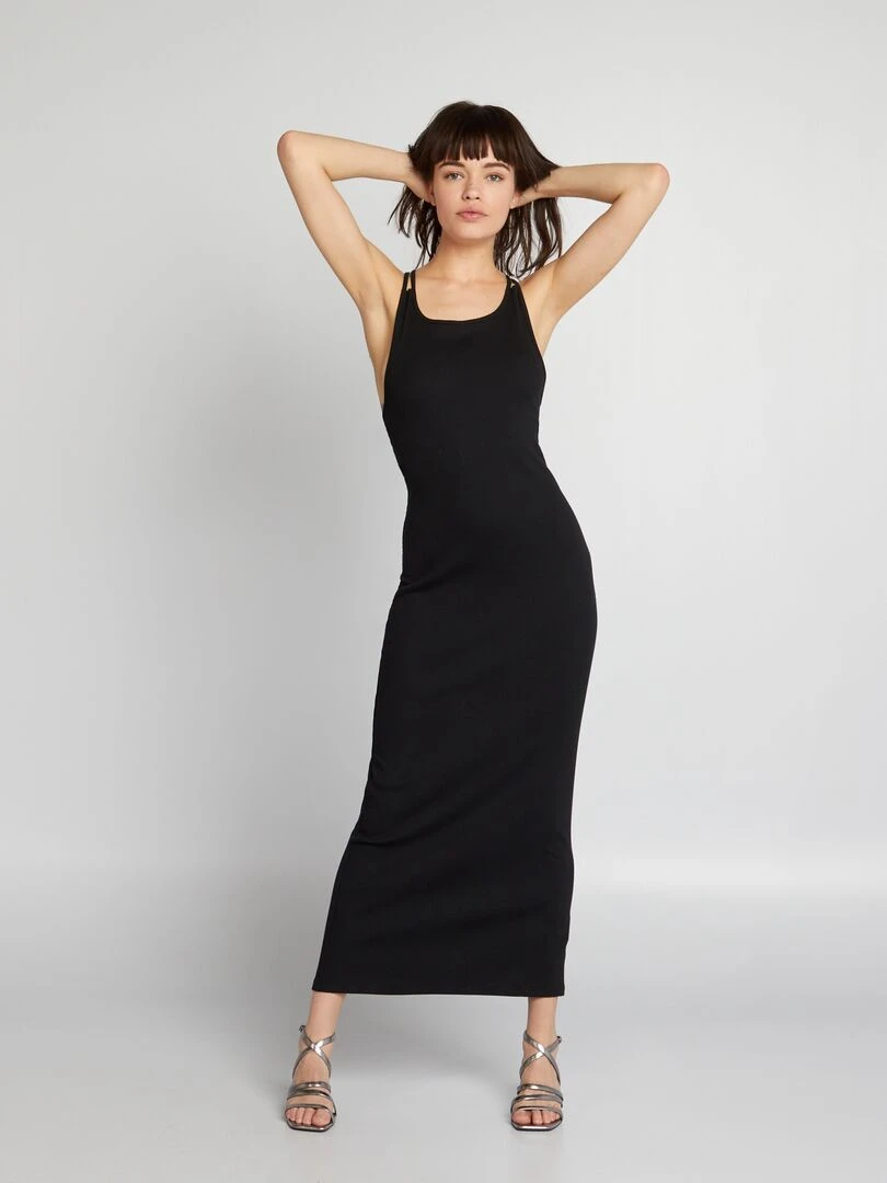 Robe en matière côtelée   noir