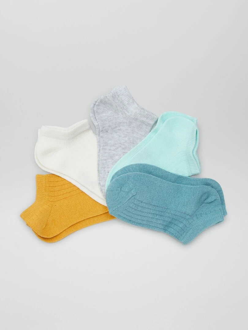 Lot de 5 chaussettes invisibles Bleu/orange