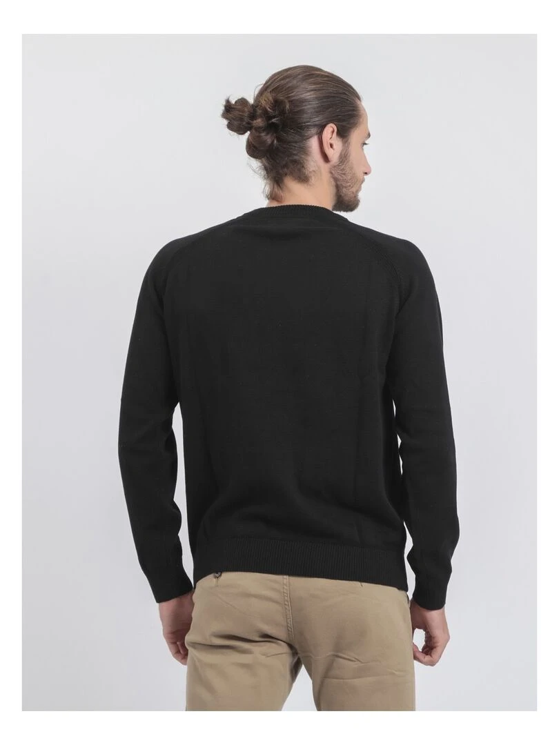 Pull col rond pur coton LOCTUDY Noir