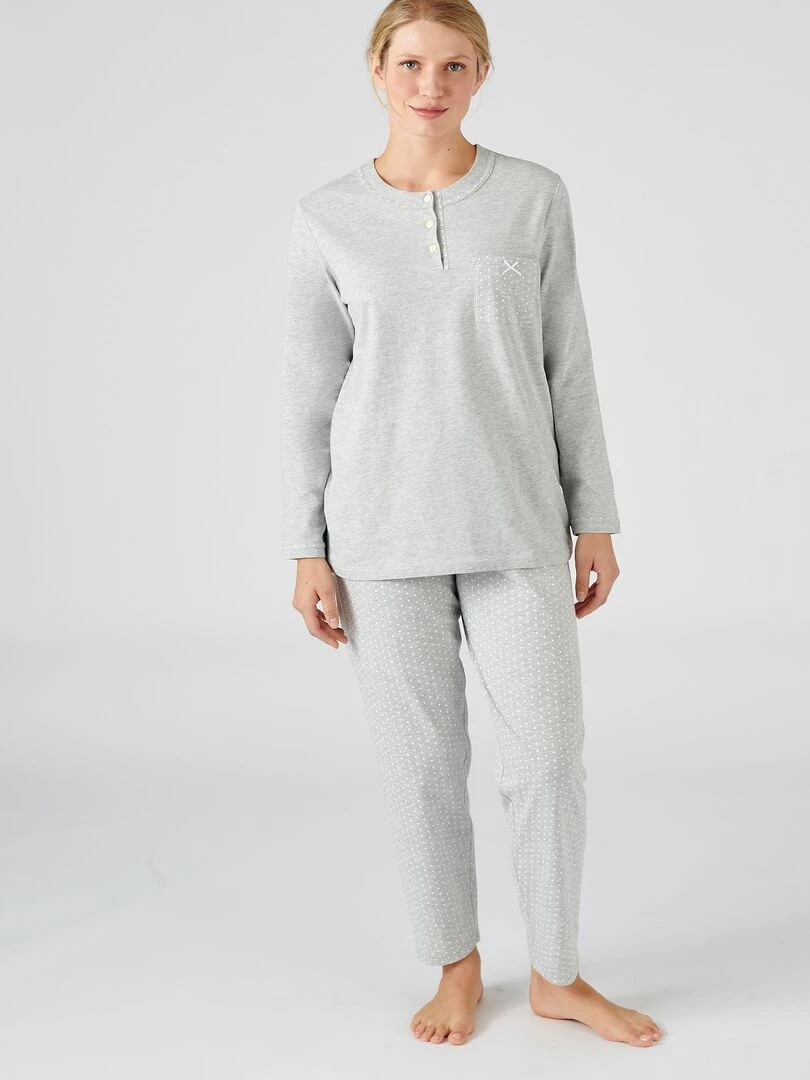 Pyjama maille jersey coton peigné Damart Gris chiné