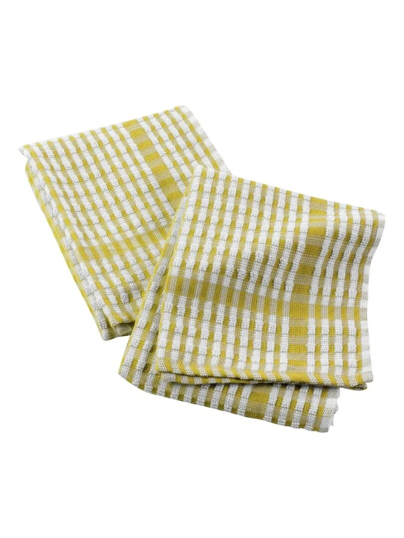 2 Serviettes torchons mineo carreau Jaune
