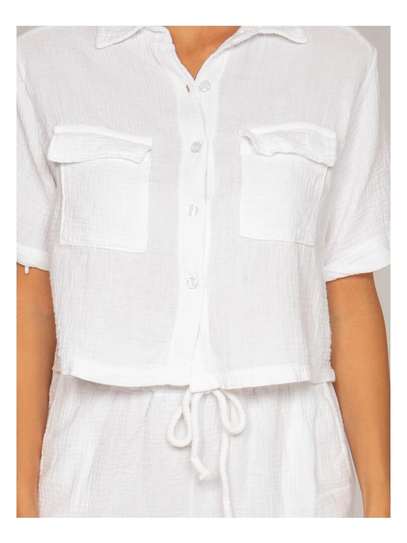 Short fluide en gaze de coton XONEKA   Blanc