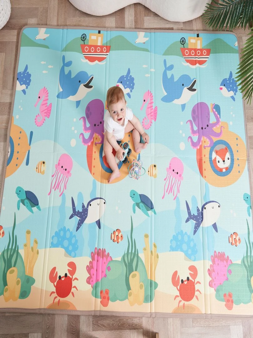 Tapis de Jeu en mousse épais et pliable pour enfants SEA XXL SUPERBE BEBE Bleu outremer