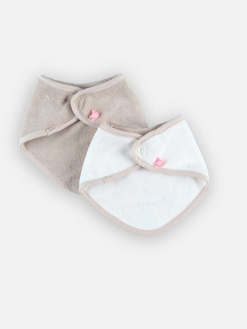 Lot De 2 Bavoirs Bandanas Éponge Tiga La Girafe Tso   Beige