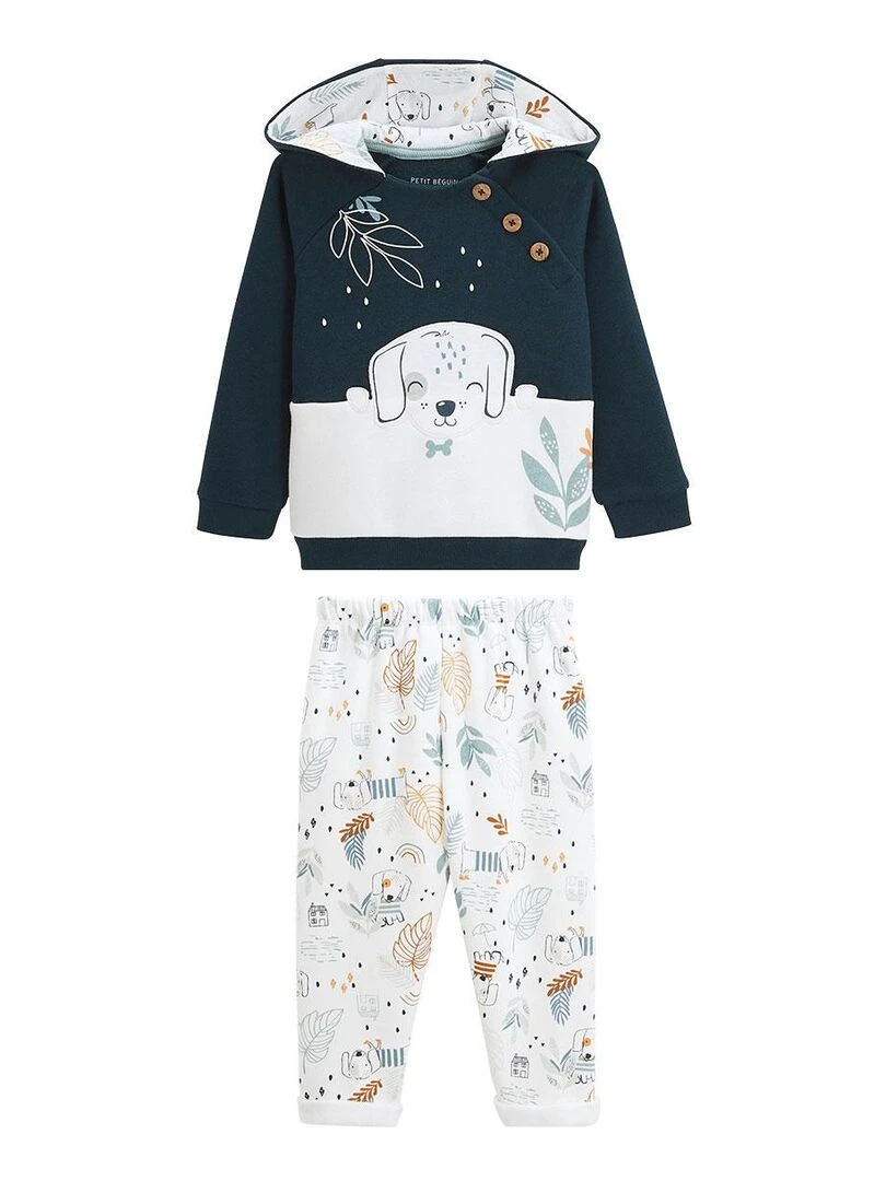 Ensemble bébé sweat shirt et pantalon en molleton Scotty Bleu