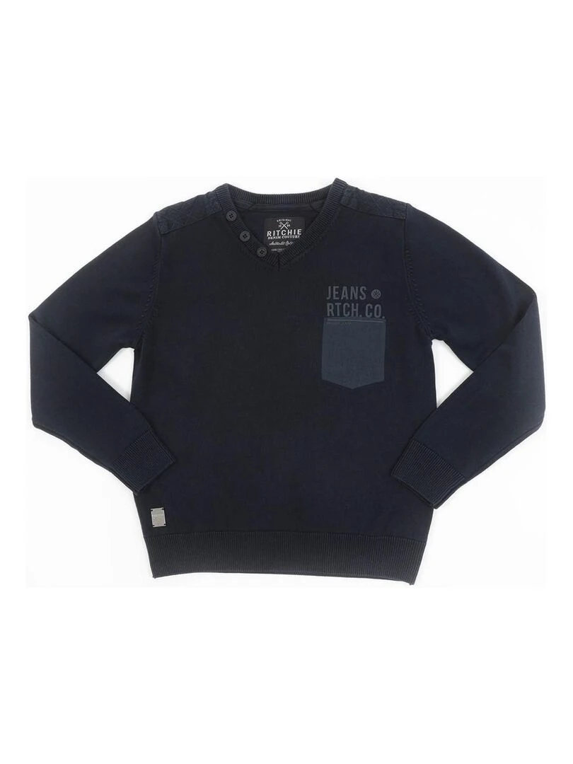 Pull col V LADWIN J Bleu marine