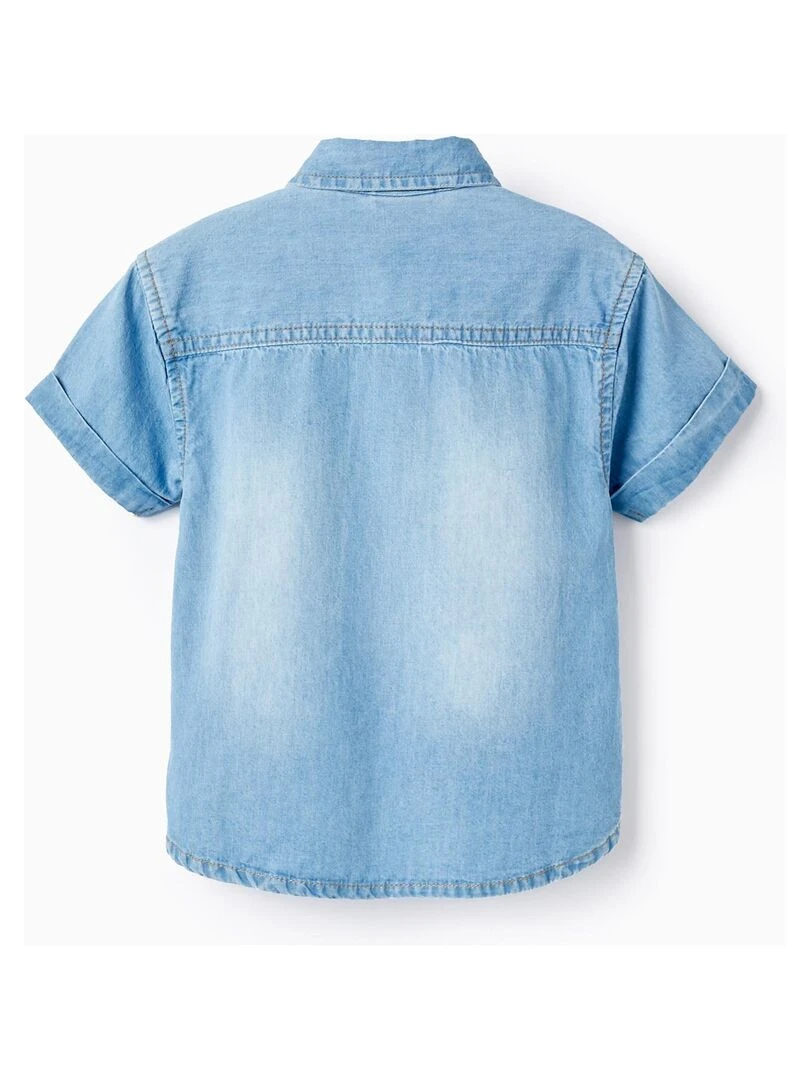 Chemise à manches courtes en denim de coton pour bébé garçon manches courtes CUBA Bleu clair
