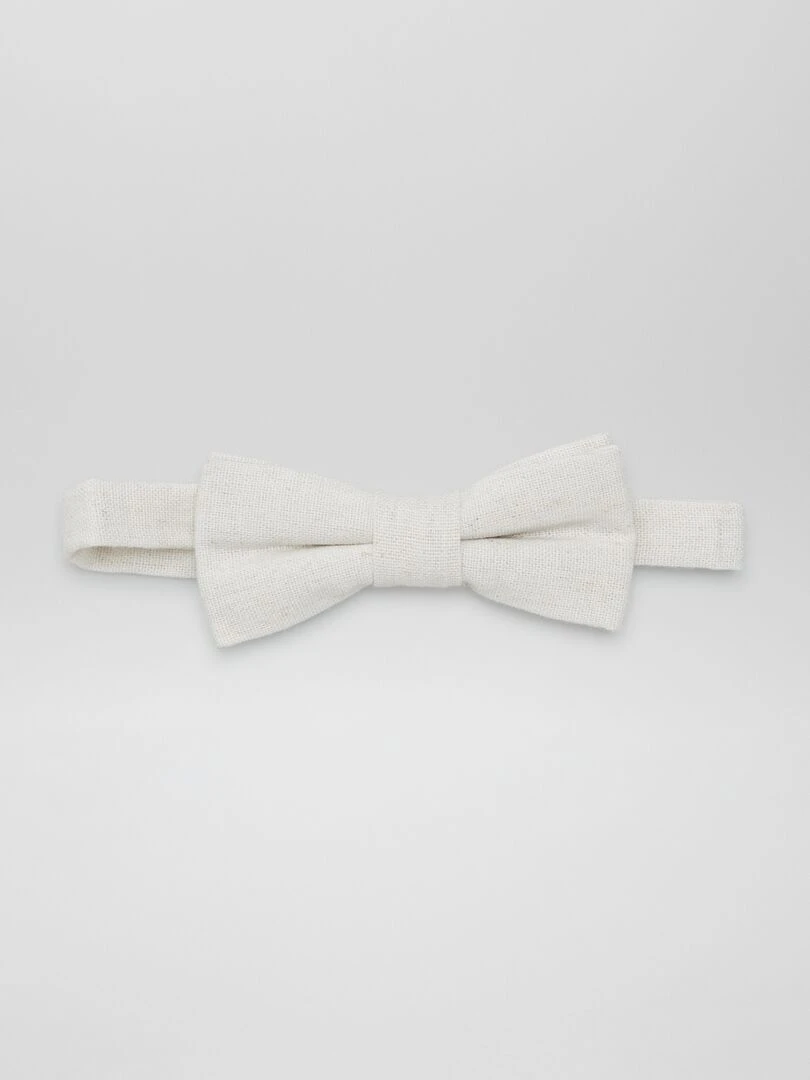 Nœud de papillon effet lin Beige