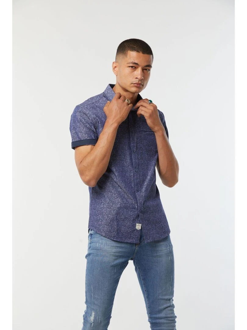 Lee Cooper   Chemise manches courtes coton slim DEPILO   Bleu foncé