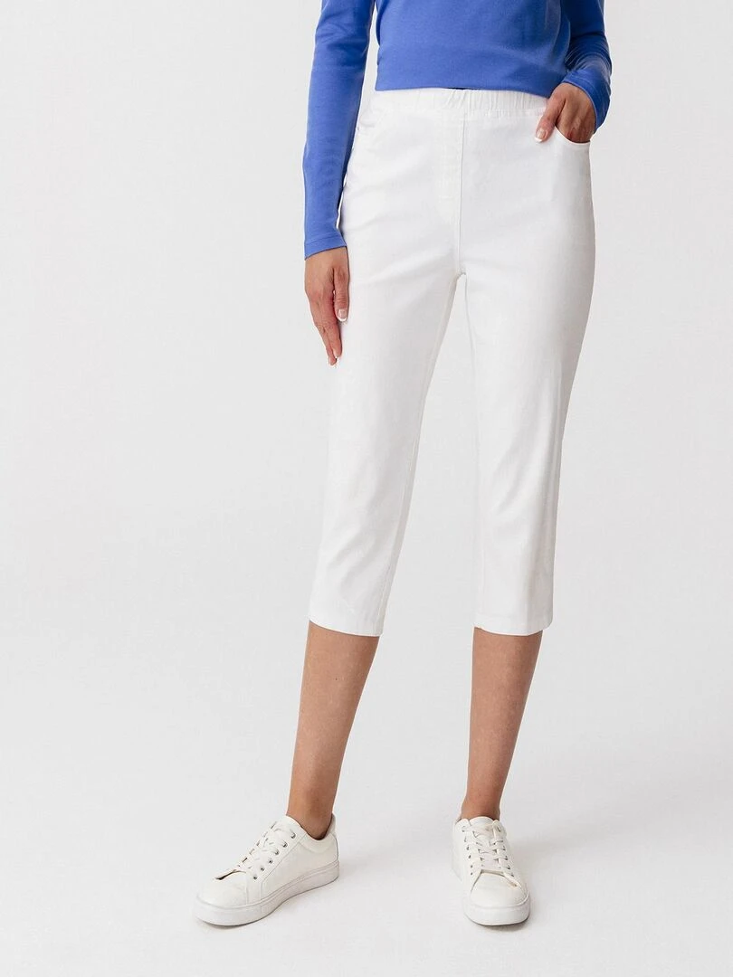 Pantacourt gabardine extensible Damart Blanc