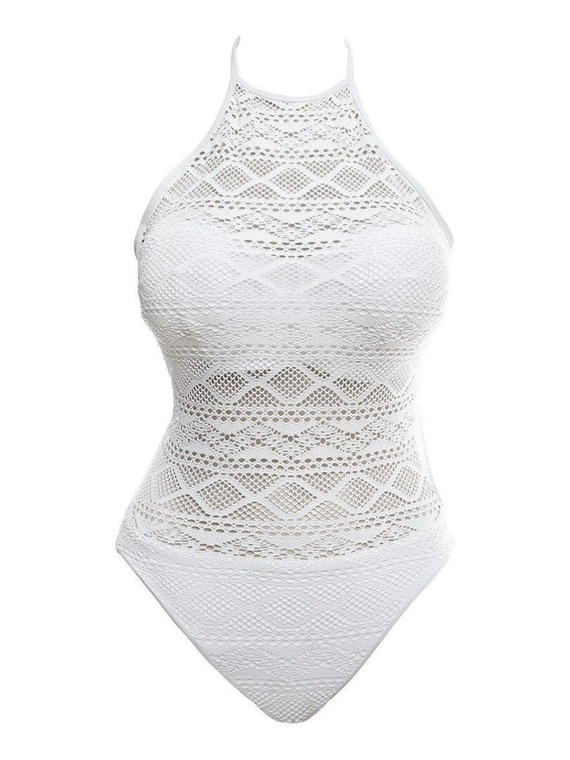 Maillot 1 pièce à armatures maille crochet Sundance   Blanc