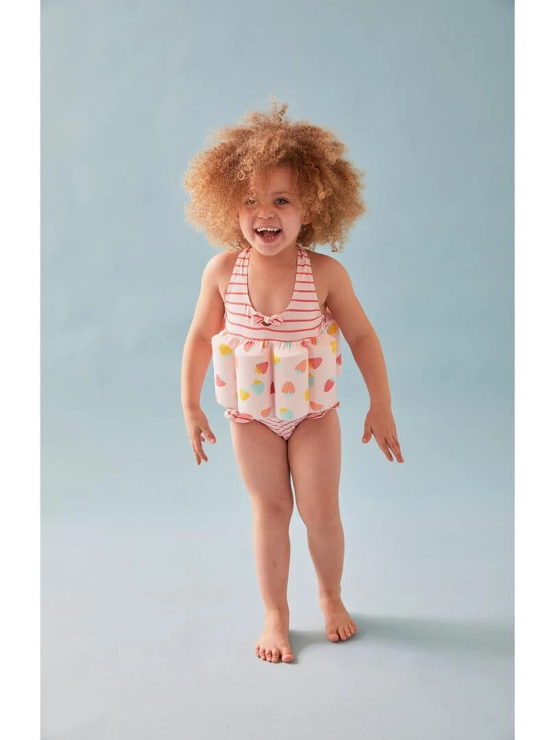 Maillot bouée rayé à imprimés  clair/écru   Archimède   Rose