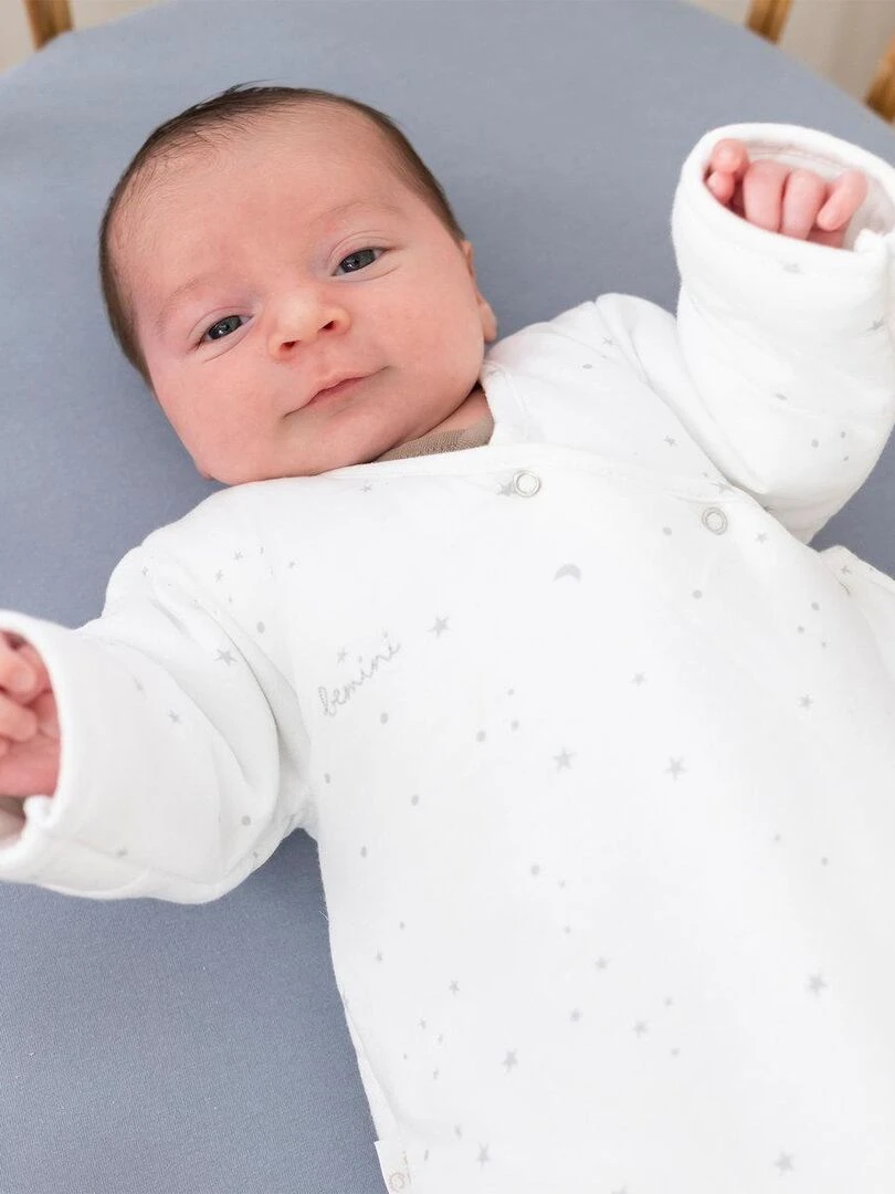 Bemini Gigoteuse  avec moufles Pady jersey et jersey   Blanc Beige