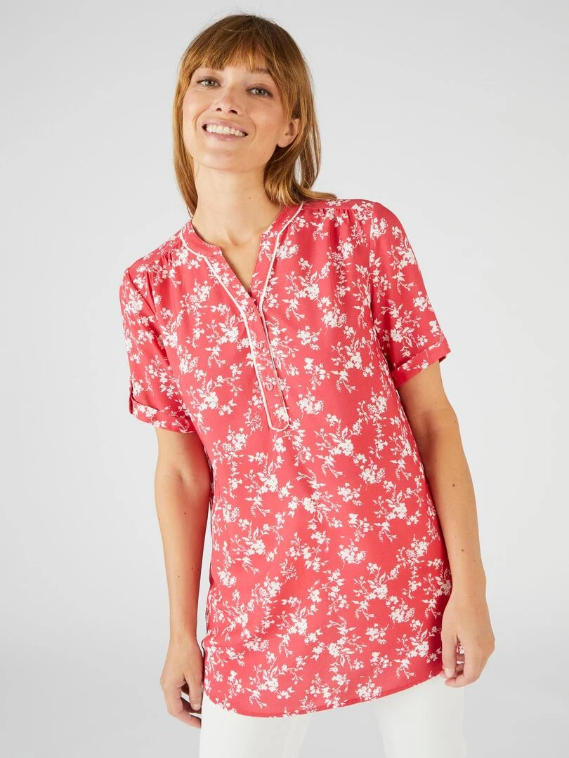 Tunique imprimé floral Damart Rouge