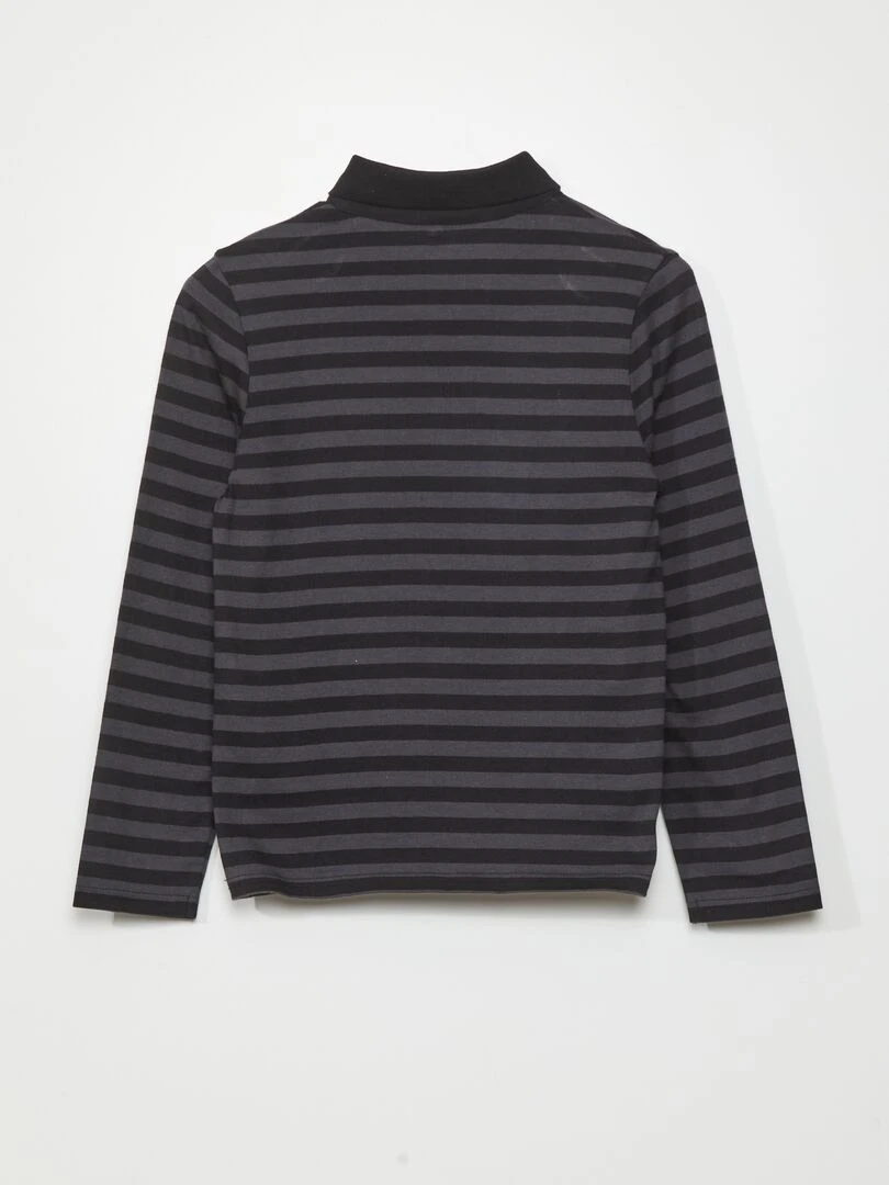 Polo à manches longues imprimé à 'rayures'   Gris/noir