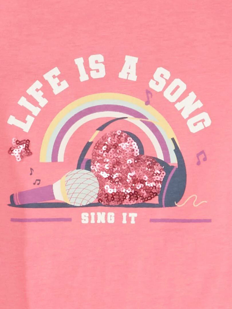 T shirt en jersey avec animation ludique ROSE