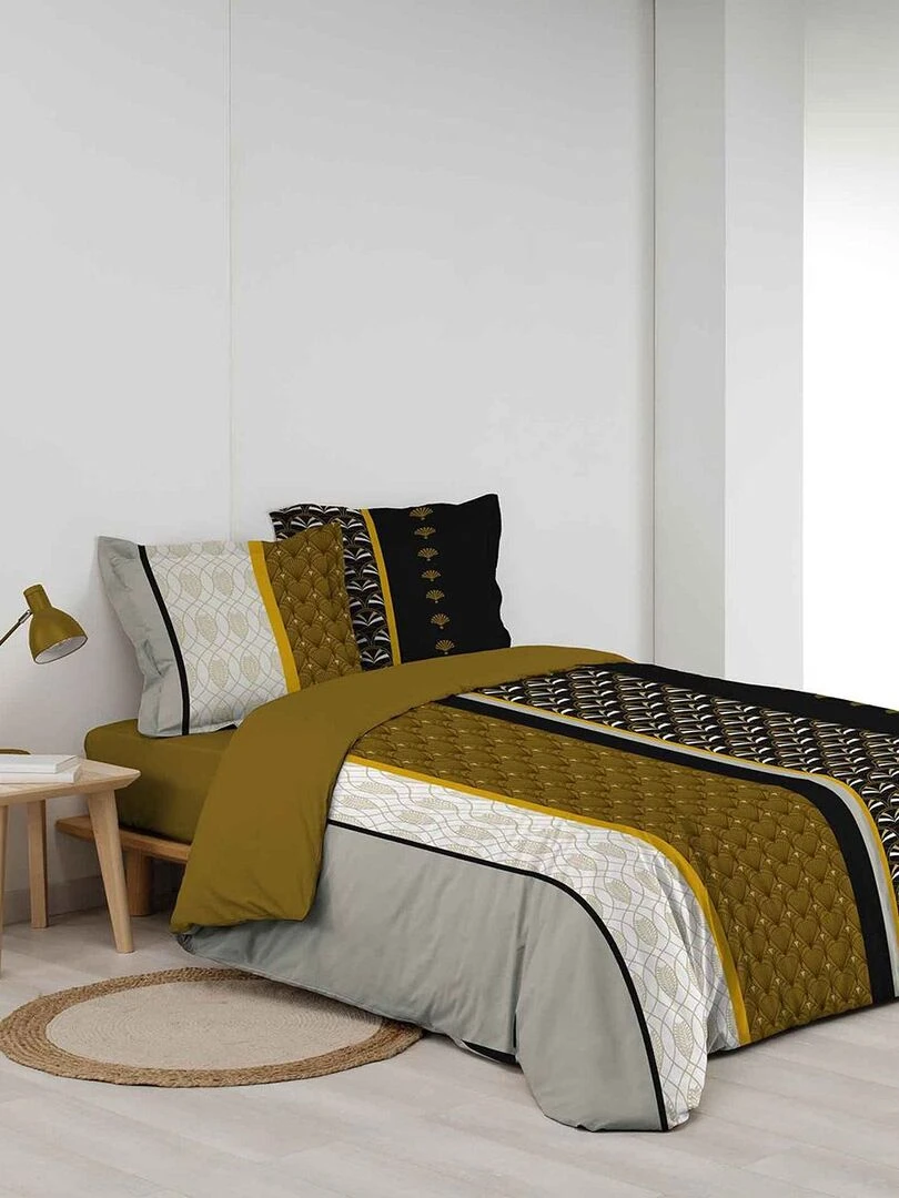 Housse de couette 260x240 + 2 taies Smarty coton percale 78 fils   Jaune