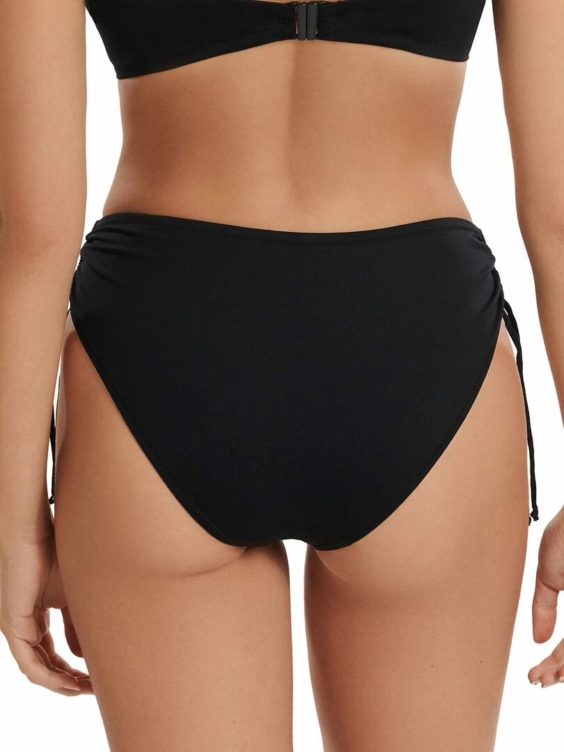 Bas maillot slip de bain taille haute côtés réglables Rhodes Noir