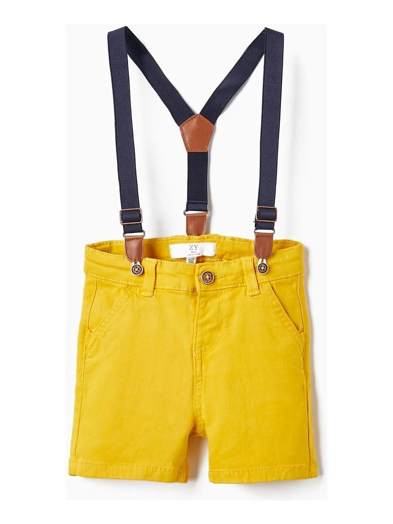 Shorts en sergé avec bretelles pour bébé garçon MATISSE Blanc Orange clair
