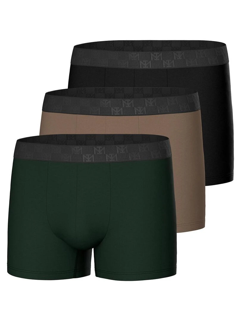 Pack de 3 boxers en coton bio Marron