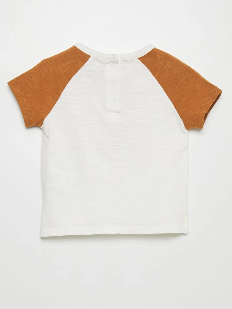 T shirt imprimé à manches contrastées Camel