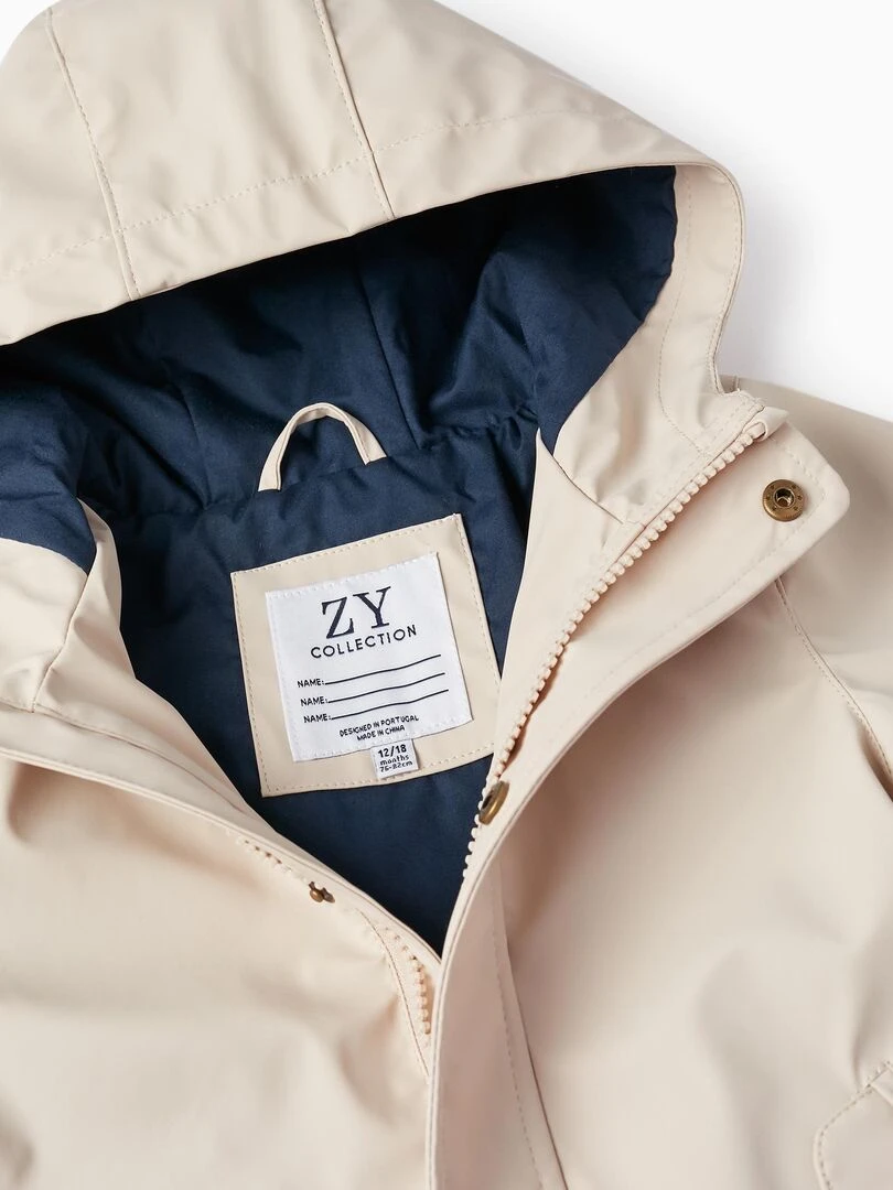 Parka en caoutchouc avec capuche pour bébé garçon  SICILIAN DAYS   Gris clair