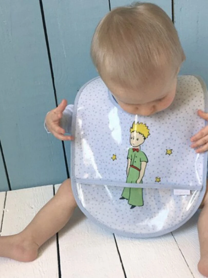 Bavoir à velcro plastifié Le Petit Prince Blanc