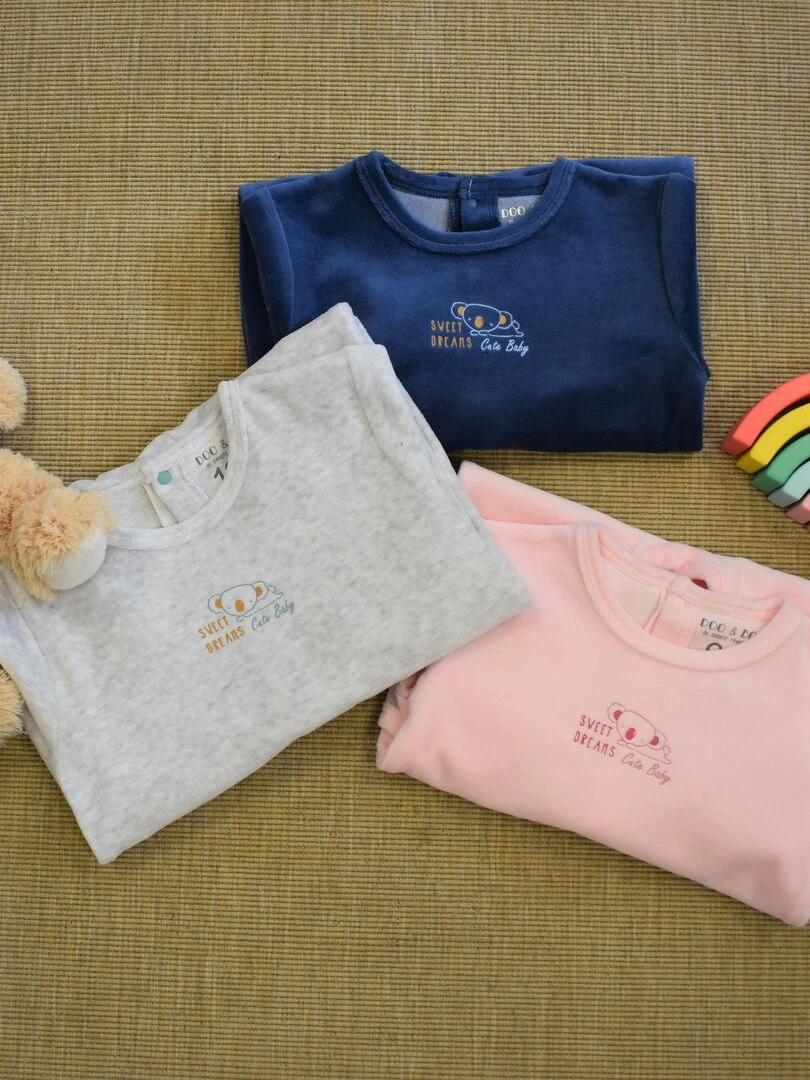 Pyjama Velours 'koala''doo&bo'   Gris