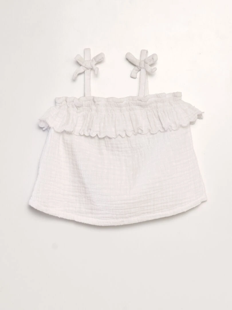 Blouse en plumetis en gaze de coton blanc