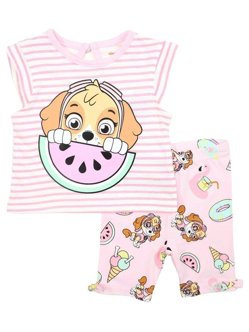 Paw Patrol Ensemble T shirt legging bébé fille Imprimé La Pat' Patrouille Rose