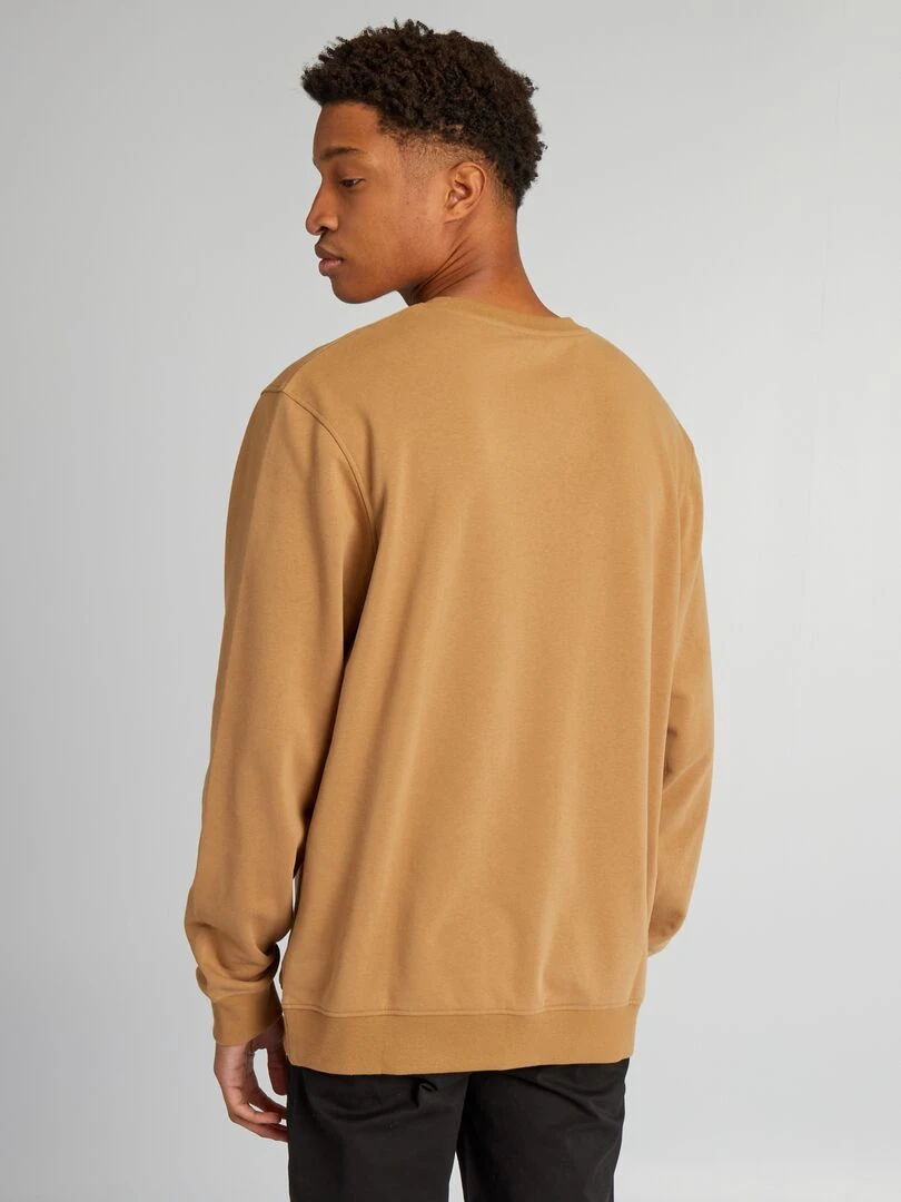 Sweat en molleton uni à col rond +1m90   Beige