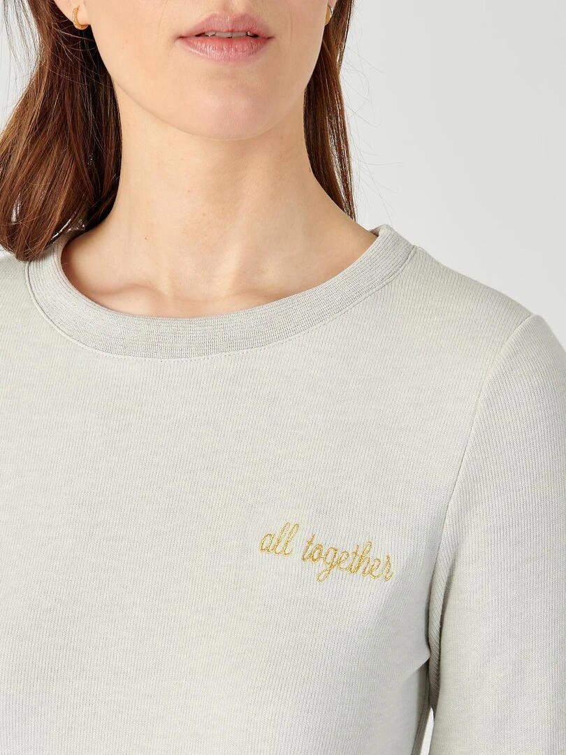 Sweat shirt femme molleton gratté Thermolactyl Sensitive Damart Gris chiné