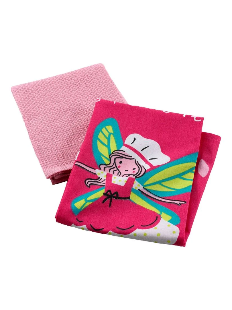 2 Serviettes torchons Mini fee Rose