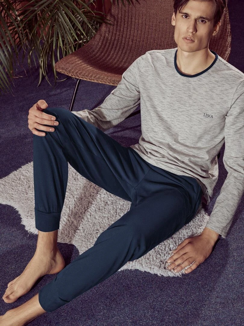 Pyjama pantalon top manches longues Atlas   Gris