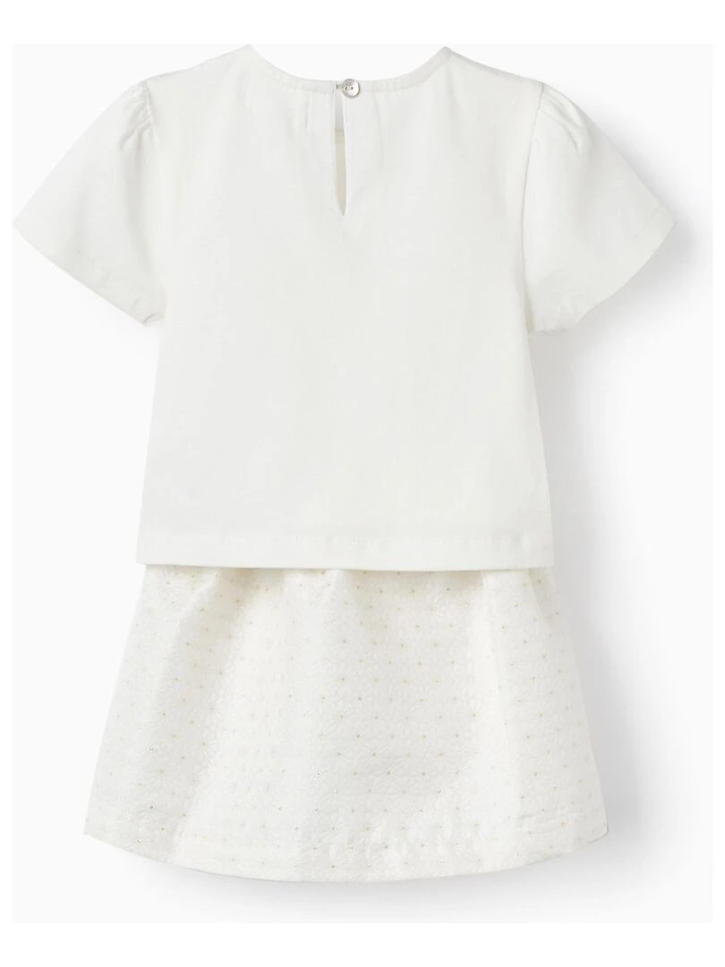 T shirt + Jupe pour Bébé Fille 'Belle et Unique' CÉRÉMONIE Blanc