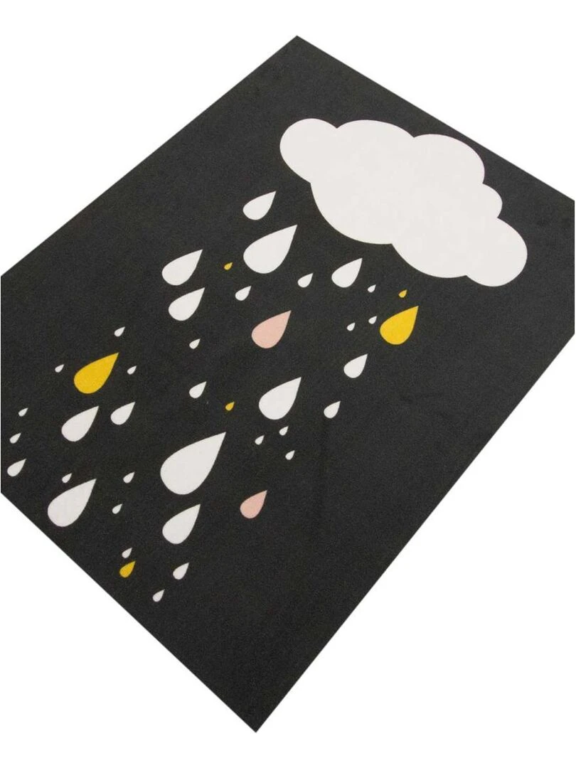Tapis enfant RAINDROPS BLACK MD Noir 95x125 Fait en Europe en nylon   Noir