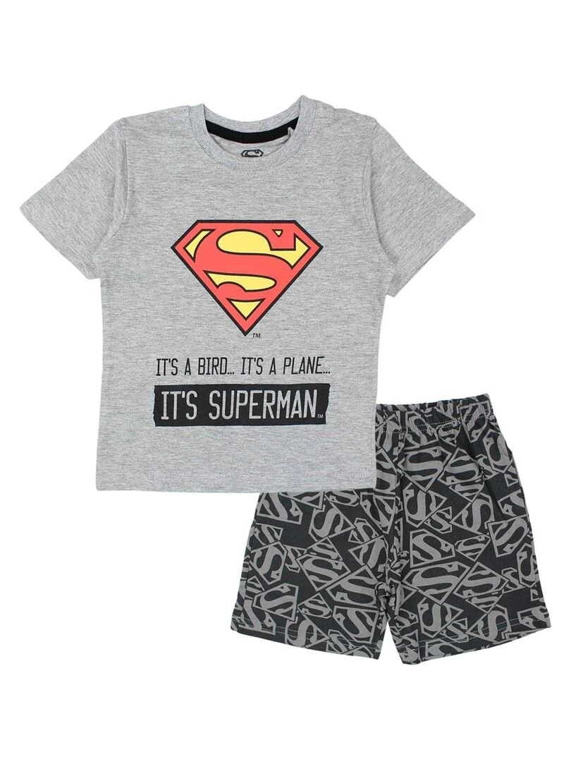 DC Comics Ensemble T shirt short garçon Imprimé Superman Gris
