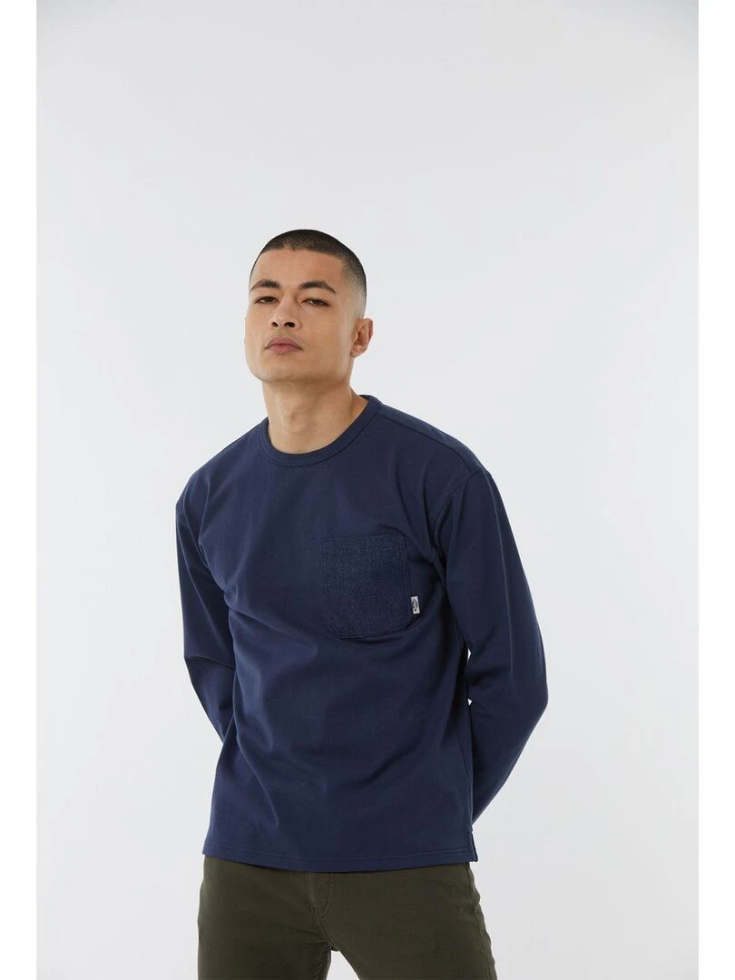 Lee Cooper T Shirt manches longues coton ALEX Bleu