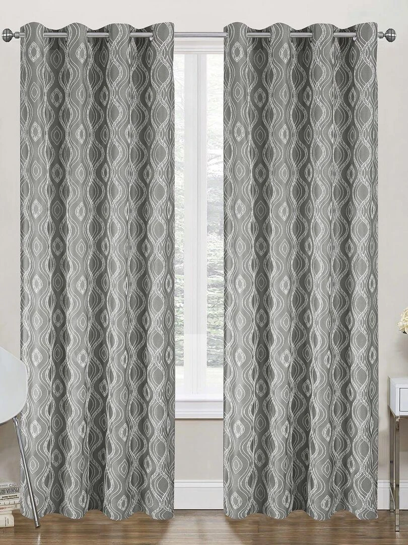Paire de rideaux obscurcissant à motifs Gris clair