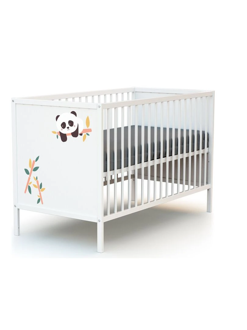 WEBABY Lit bébé à panneaux Blanc Orange