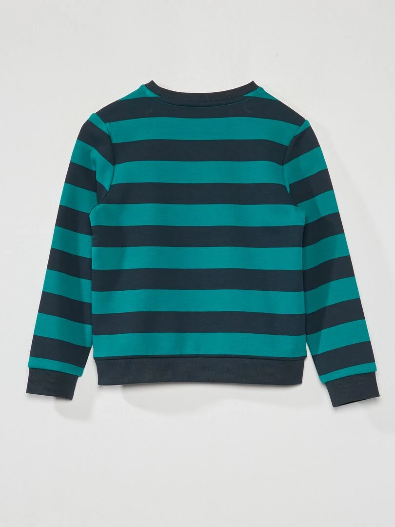 Sweat en molleton à larges rayures   Vert foncé/bleu marine