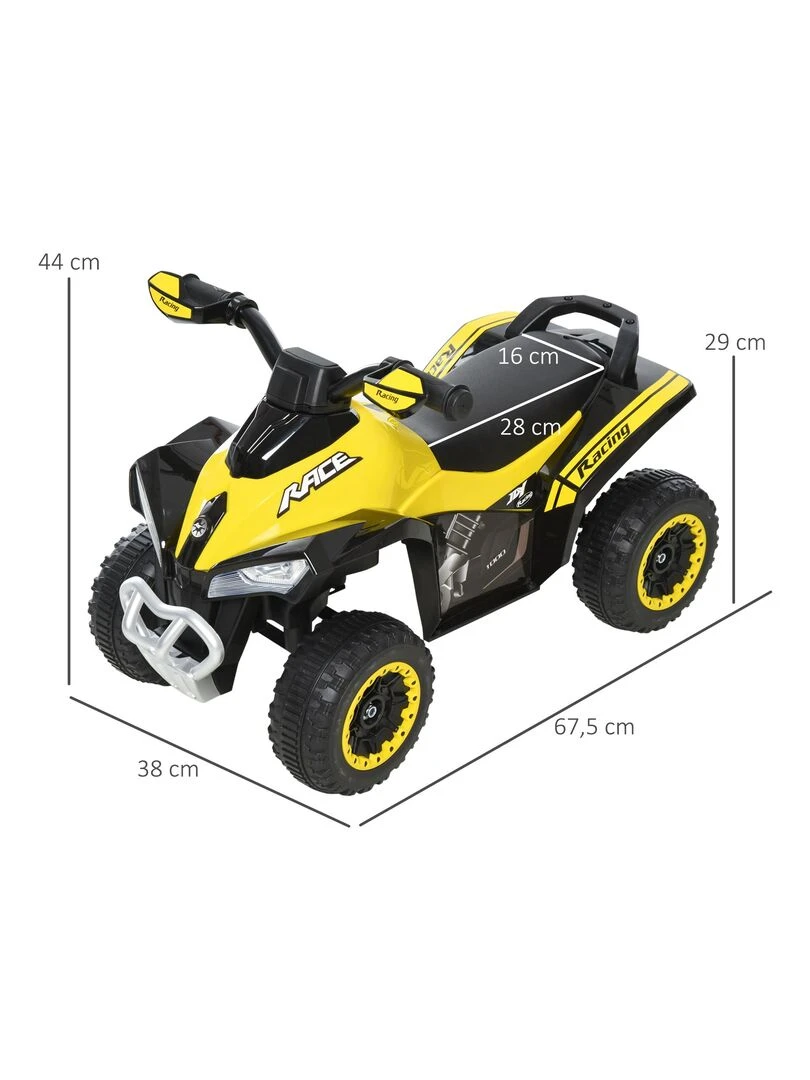 Porteur enfants quad 18 36 mois dim. 67L x 38l x 44H cm effets lumineux et sonores   Jaune