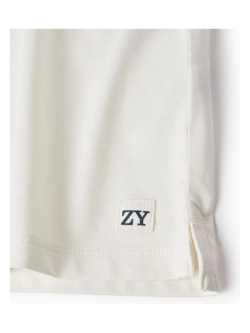 Polo à manches longues en coton pour bébé garçon manches longues ROYALS OFF DUTY   Blanc