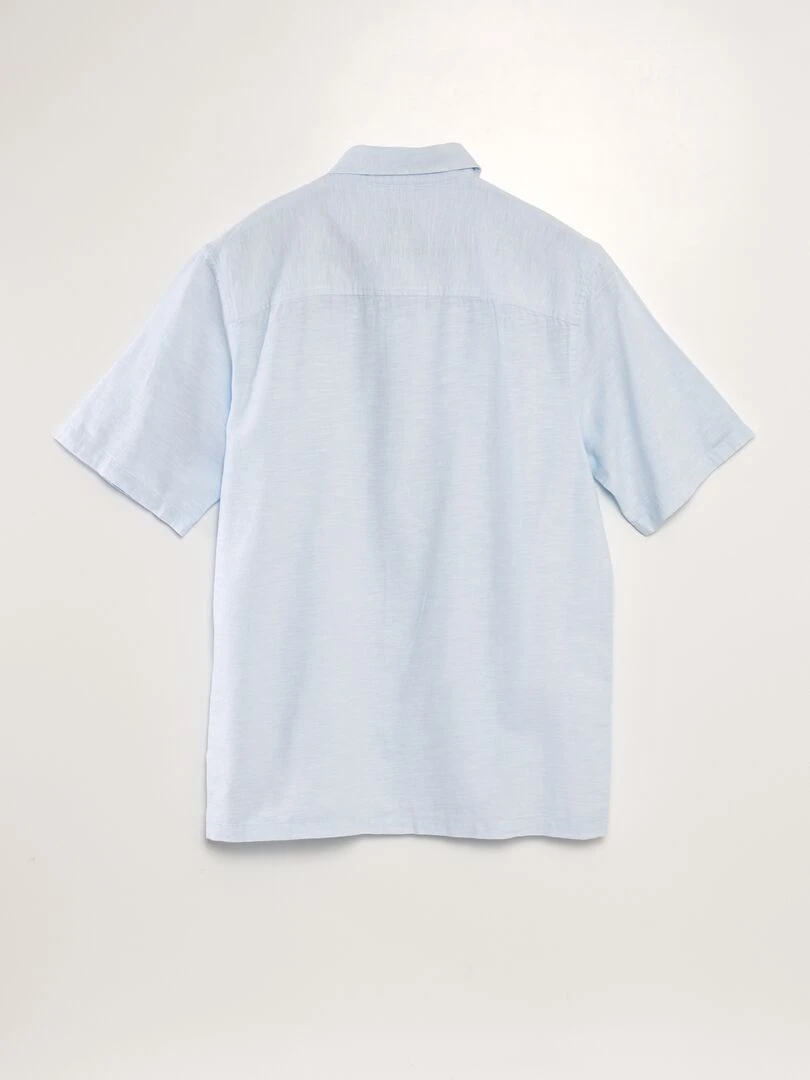 Chemise à manches courtes avec lin   Bleu ciel
