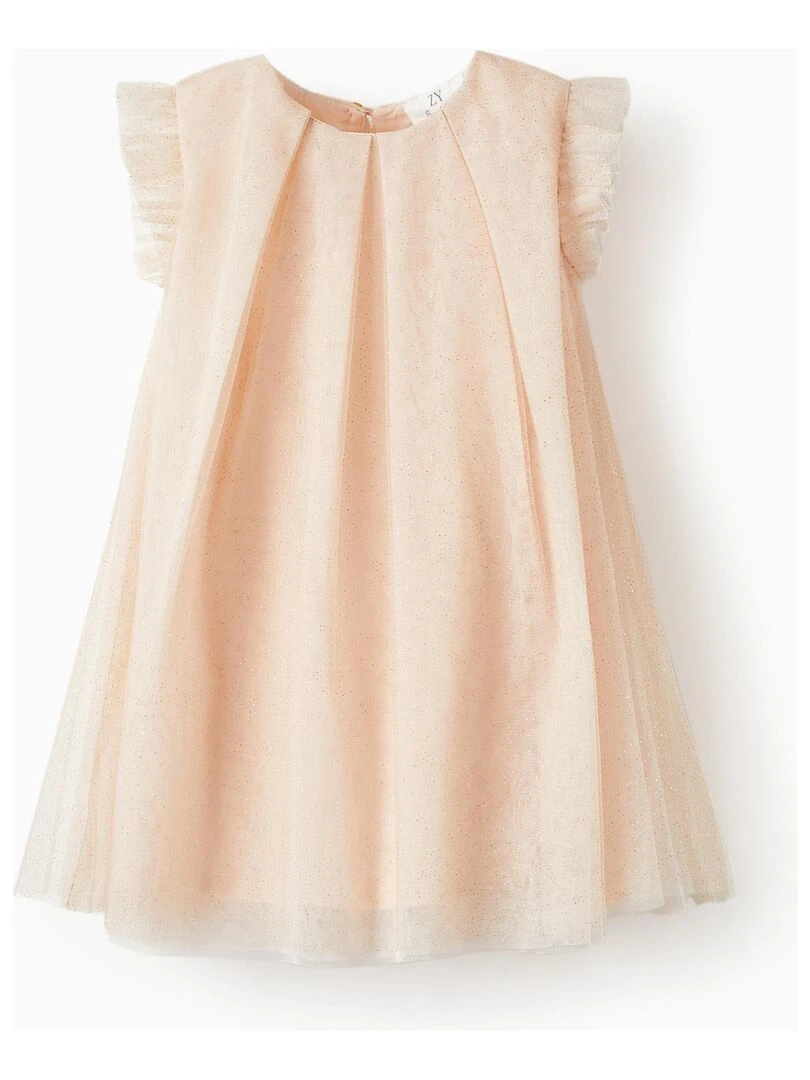 Robe en tulle et coton pour bébé fille 'Special Days' manches courtes LETS PARTY Rose clair